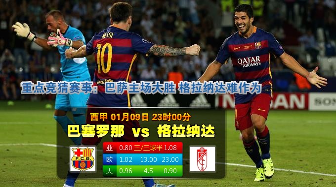 玩球网心水：西甲　1月9日 23:00　巴塞罗那 VS 格拉那达