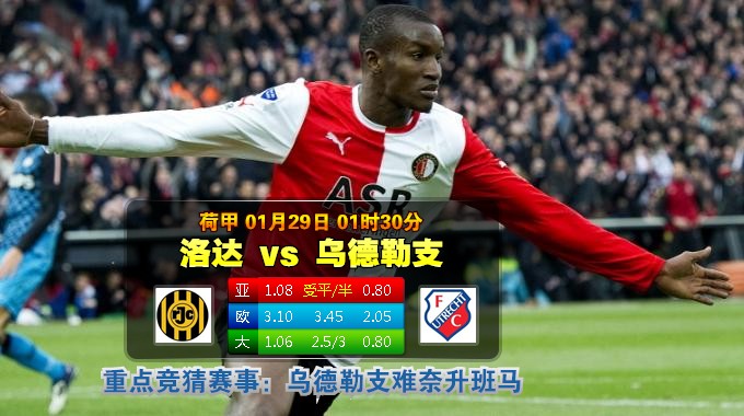 玩球网心水：荷甲　1月29日 1:30　洛达 VS 乌德勒支