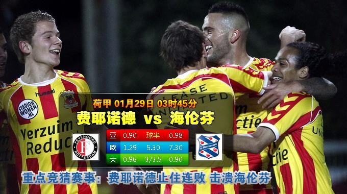 玩球网心水：荷甲　1月29日 3:45　费耶诺德 VS 海伦芬