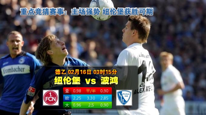 玩球网心水：德乙　2月16日 3:15　纽伦堡 VS 波鸿