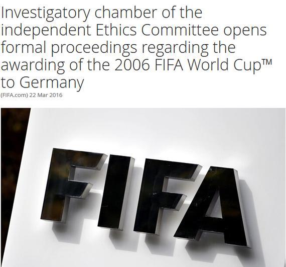 博彩头条：FIFA开始调查06德国世界杯申办 足球皇帝将被调查