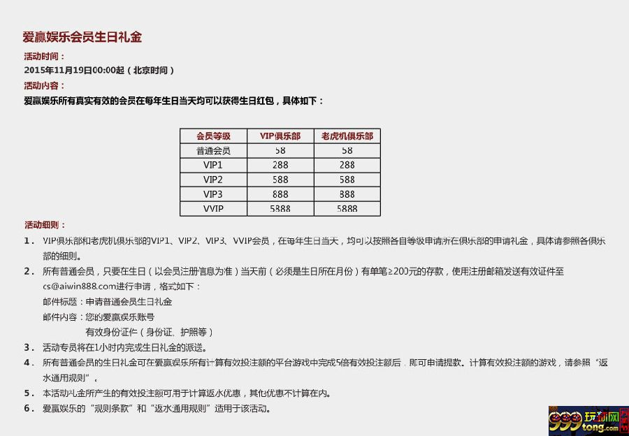【爱赢娱乐】2015.12.26期优惠推荐！优惠透析！生日礼金！