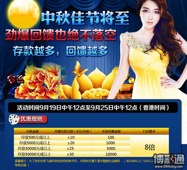 TT娱乐城中秋佳节--存款越多回馈越多 劲爆回馈绝不落空